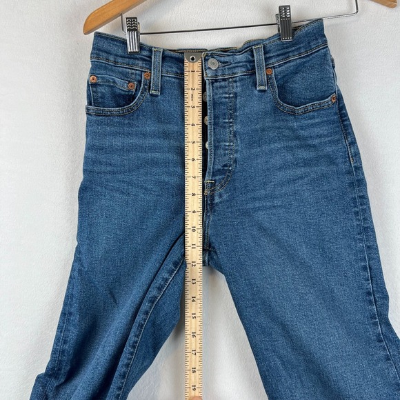 Levis Straight Leg Jeans High Rise Button Fly Dark Wash Denim‎ 26x27 - Picture 4 of 12